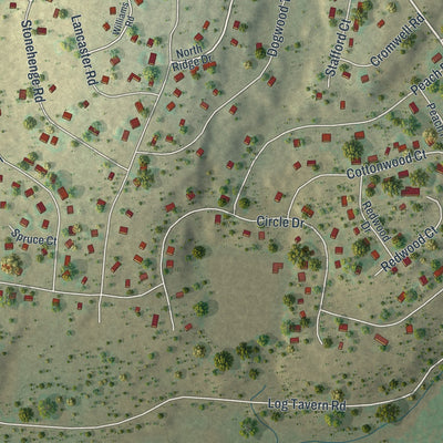 Close-up of the map of Gold Key Lake, Pennsylvania print showing street and building detail