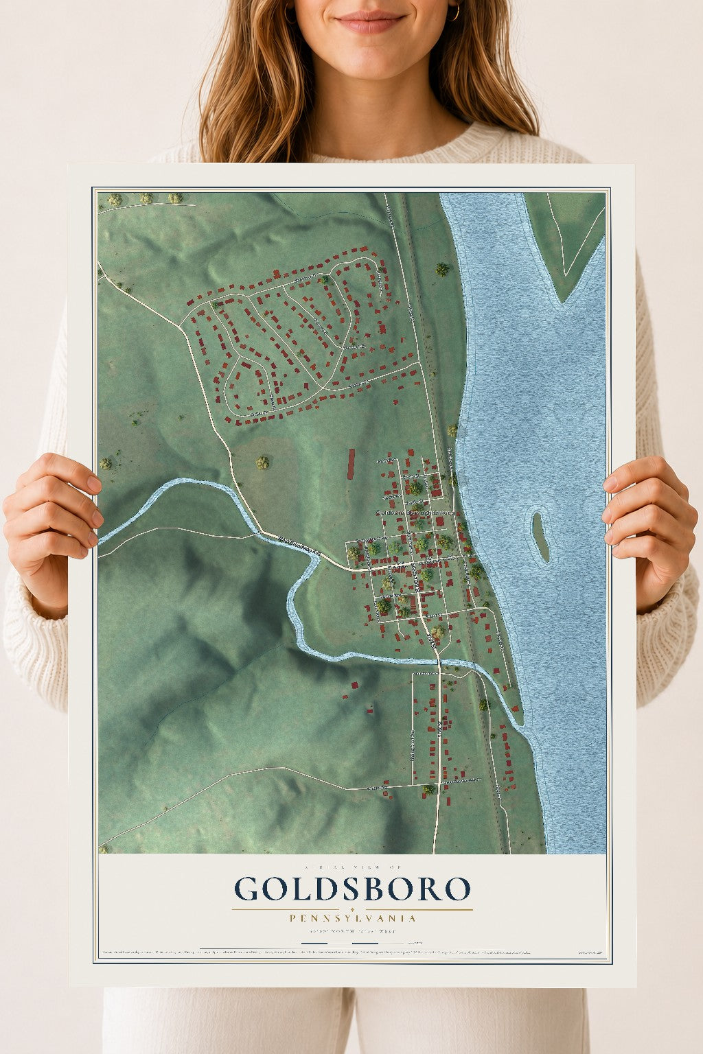 Map of Goldsboro, Pennsylvania, 18 x 24 inch unframed archival matte print