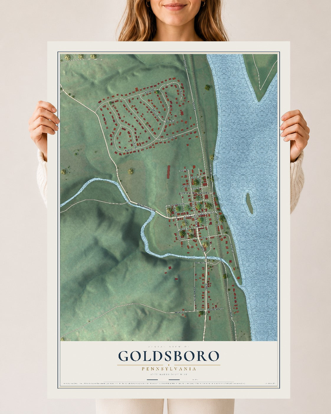 Map of Goldsboro, Pennsylvania, 24 x 36 inch unframed archival matte print