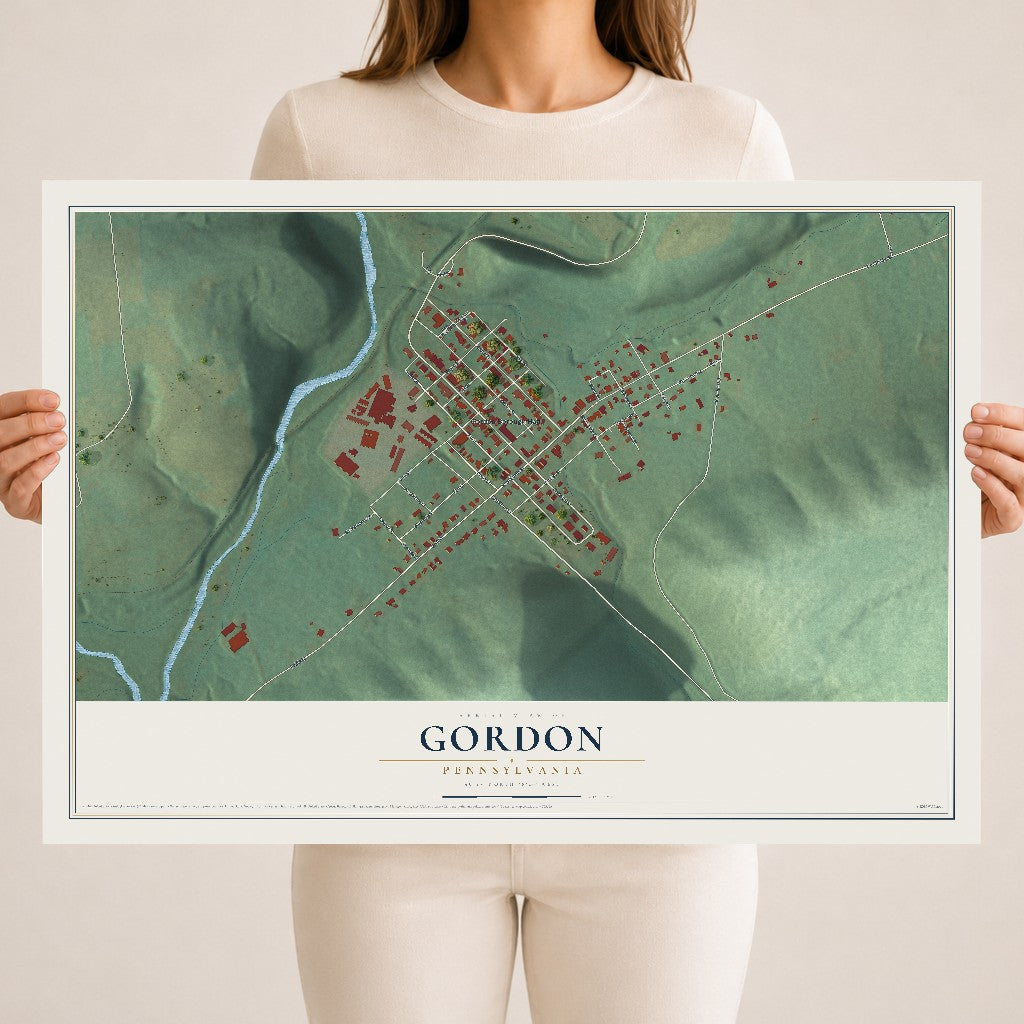 Map of Gordon, Pennsylvania, 18 x 24 inch unframed archival matte print