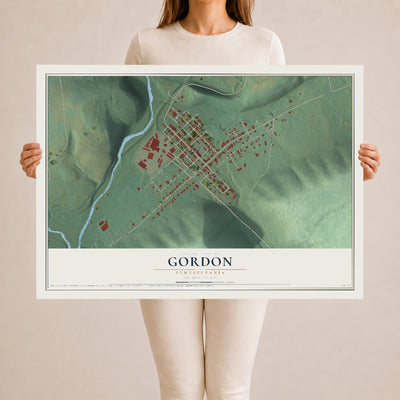 Map of Gordon, Pennsylvania, 24 x 36 inch unframed archival matte print