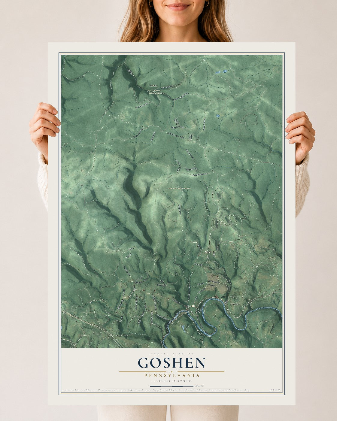 Map of Goshen, Pennsylvania, 24 x 36 inch unframed archival matte print