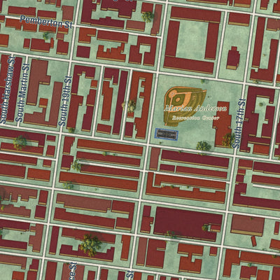 Close-up of the map of Graduate Hospital, Pennsylvania print showing street and building detail