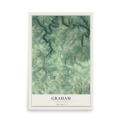 Map of Graham, Pennsylvania, 12 x 18 inch unframed archival matte print