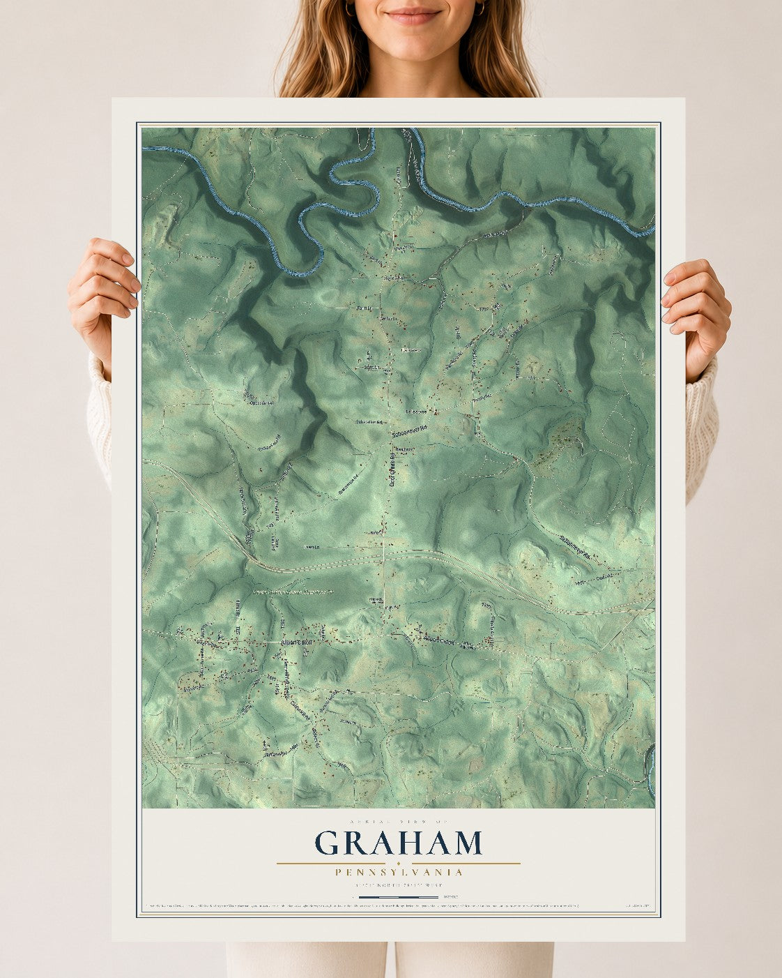 Map of Graham, Pennsylvania, 24 x 36 inch unframed archival matte print