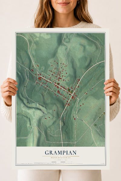 Map of Grampian, Pennsylvania, 18 x 24 inch unframed archival matte print