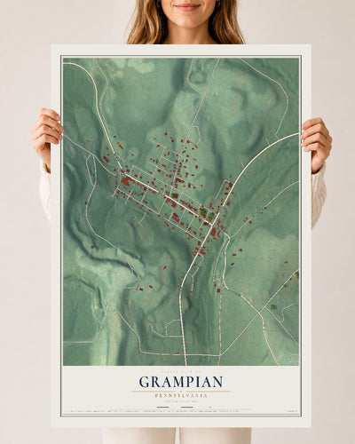 Map of Grampian, Pennsylvania, 24 x 36 inch unframed archival matte print