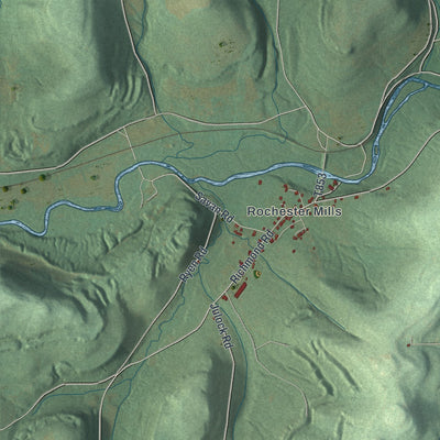 Close-up of the map of Grant, Pennsylvania print showing street and building detail