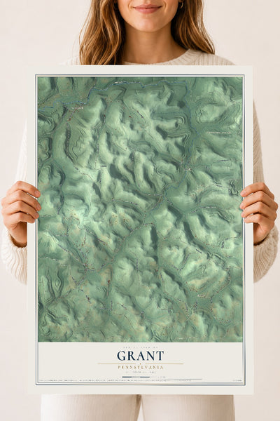 Map of Grant, Pennsylvania, 18 x 24 inch unframed archival matte print