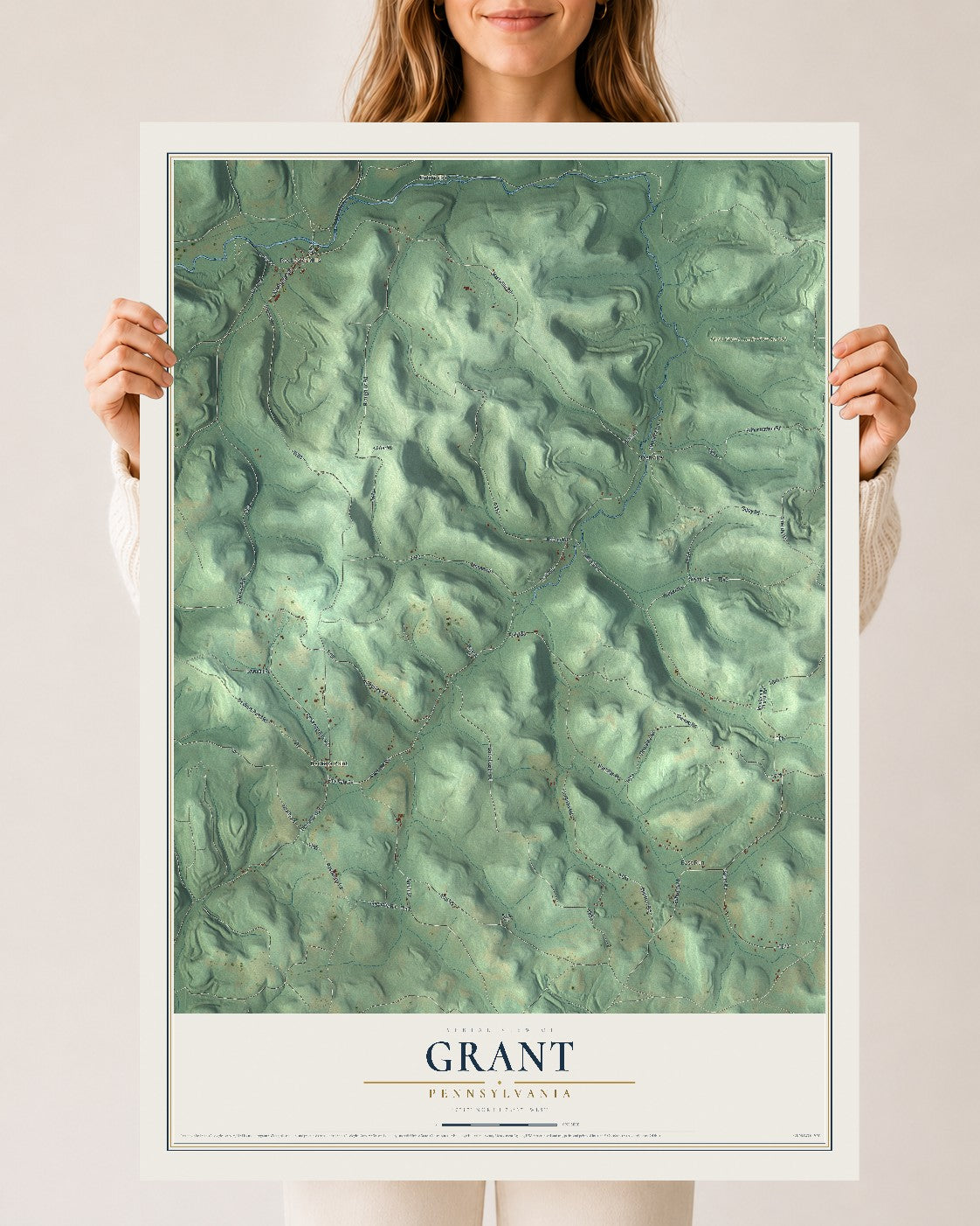 Map of Grant, Pennsylvania, 24 x 36 inch unframed archival matte print