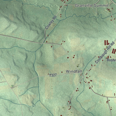 Second close-up of the map of Granville, Bradford County, Pennsylvania print showing more streets and buildings
