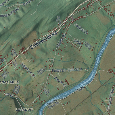 Second close-up of the map of Granville, Mifflin County, Pennsylvania print showing more streets and buildings