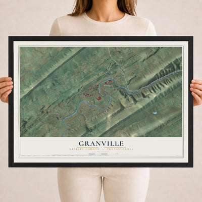 Map of Granville, Mifflin County, Pennsylvania, 18 x 24 inch print in a black wood frame