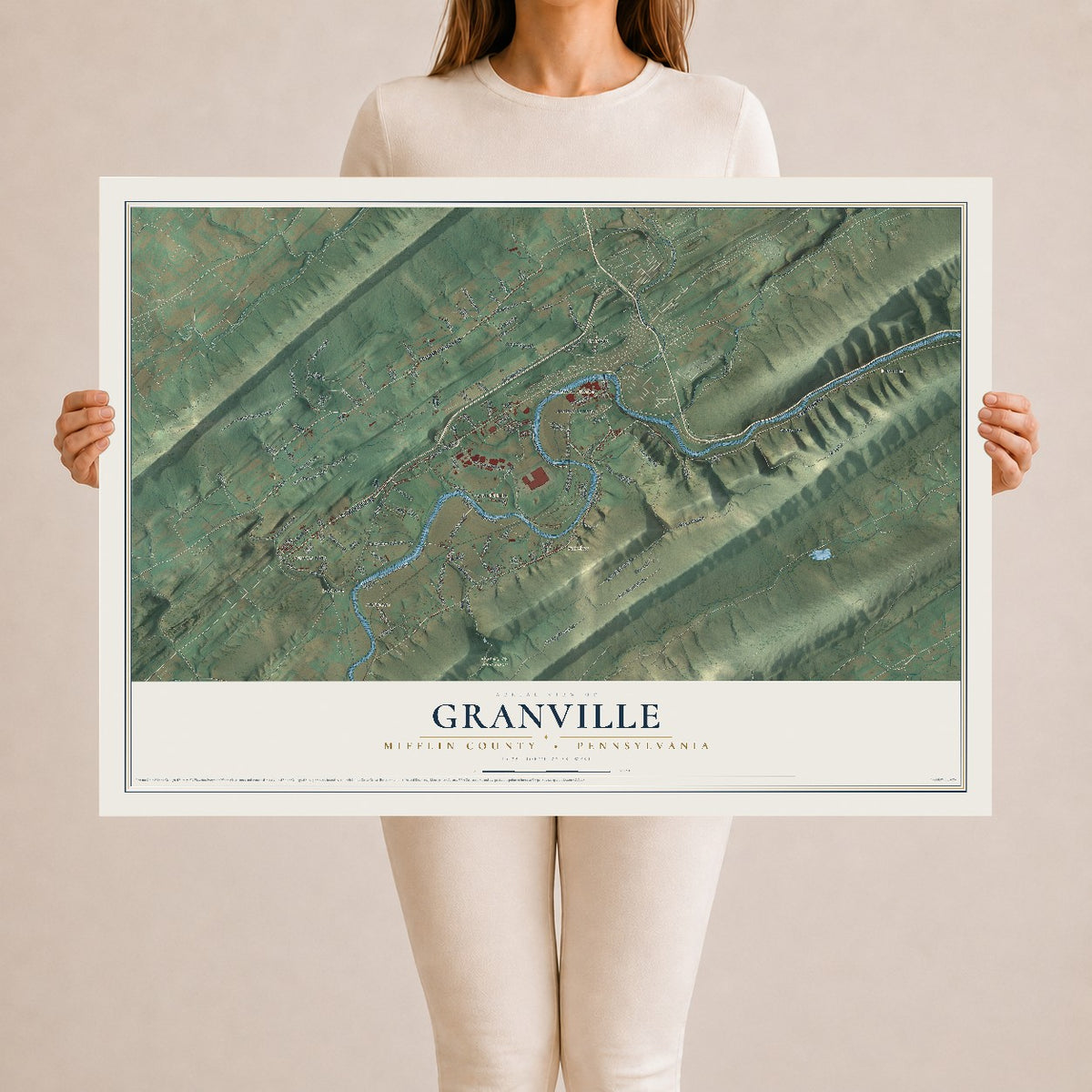 Map of Granville, Mifflin County, Pennsylvania, 24 x 36 inch unframed archival matte print