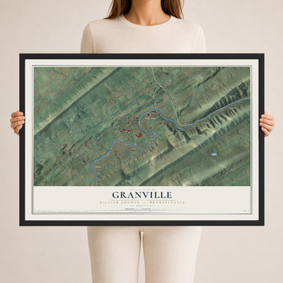 Map of Granville, Mifflin County, Pennsylvania, 24 x 36 inch print in a black wood frame