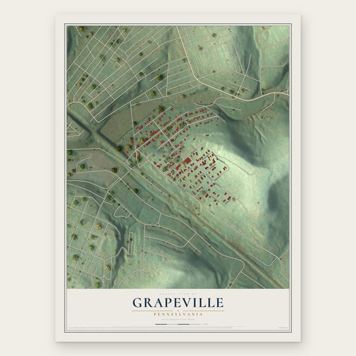Grapeville, Pennsylvania map print, the full design