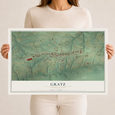 Map of Gratz, Pennsylvania, 12 x 18 inch unframed archival matte print