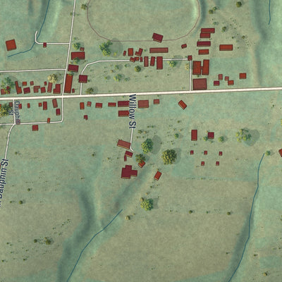 Second close-up of the map of Gratz, Pennsylvania print showing more streets and buildings