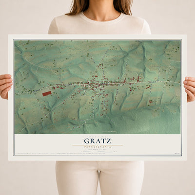 Map of Gratz, Pennsylvania, 18 x 24 inch unframed archival matte print