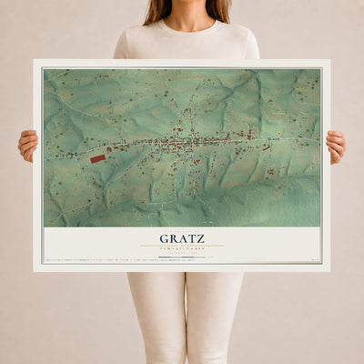 Map of Gratz, Pennsylvania, 24 x 36 inch unframed archival matte print
