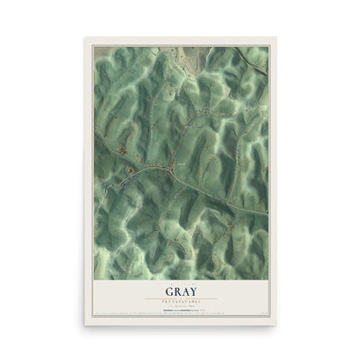 Map of Gray, Pennsylvania, 12 x 18 inch unframed archival matte print