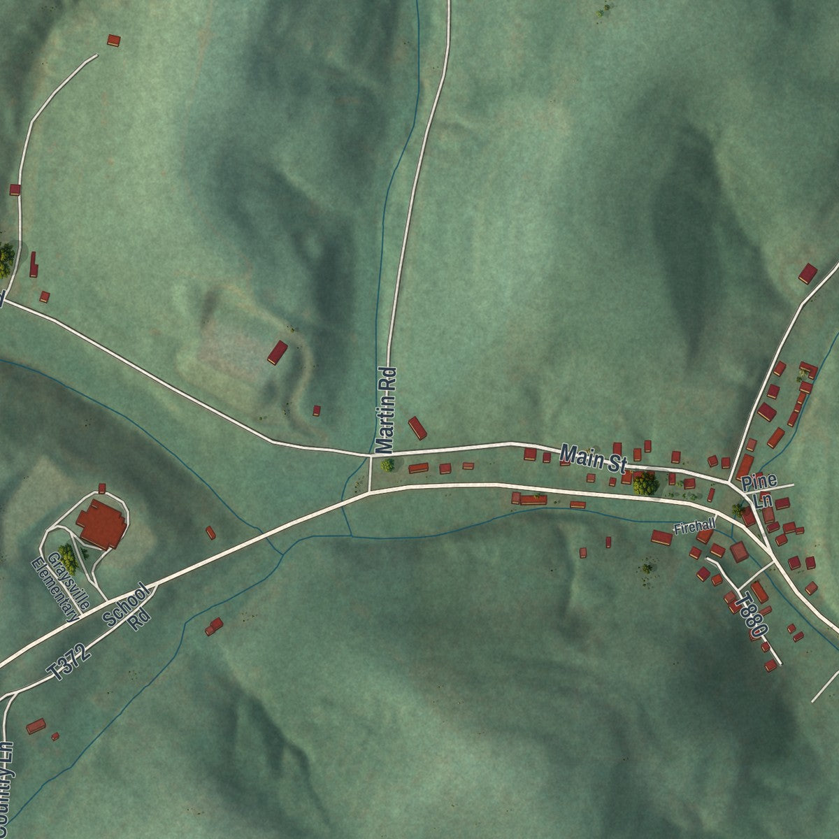Second close-up of the map of Gray, Pennsylvania print showing more streets and buildings