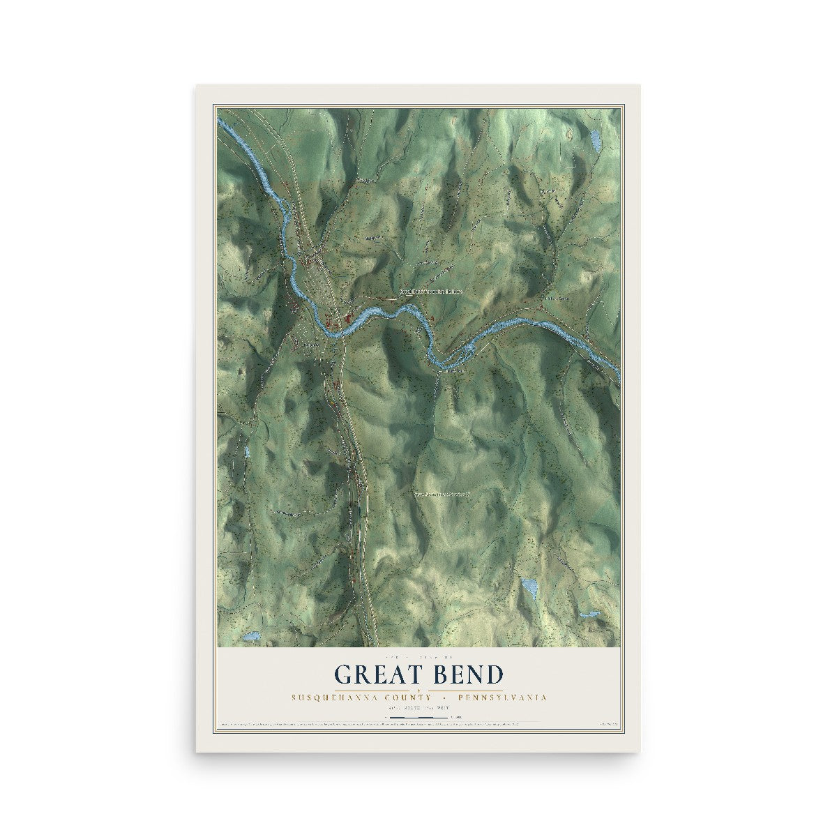 Map of Great Bend, Susquehanna County, Pennsylvania, 12 x 18 inch unframed archival matte print