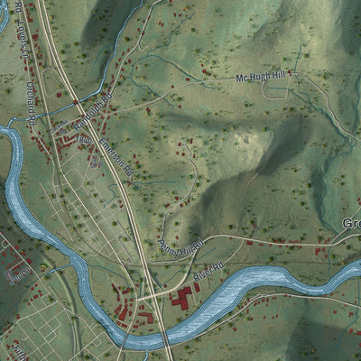 Close-up of the map of Great Bend, Susquehanna County, Pennsylvania print showing street and building detail