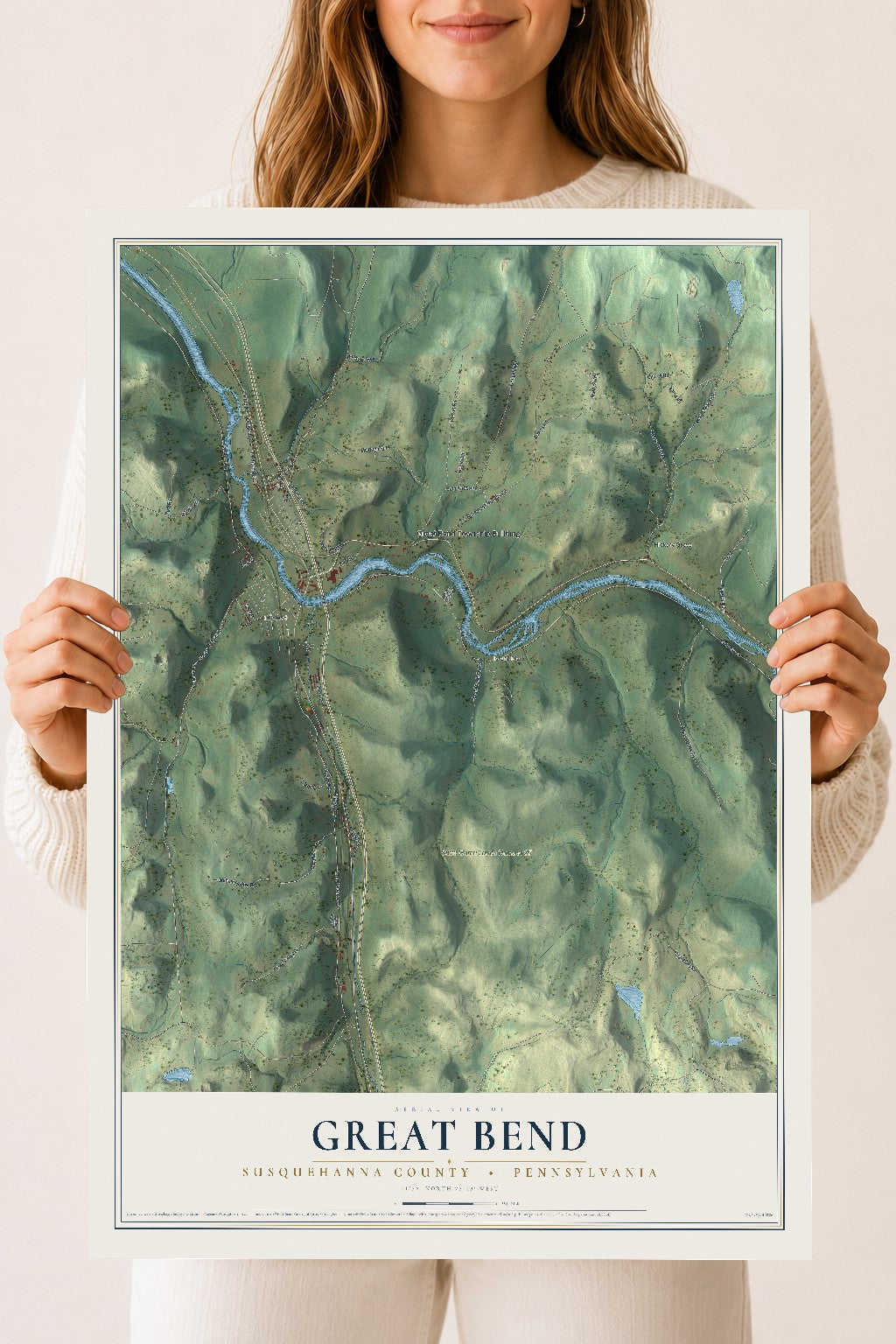 Map of Great Bend, Susquehanna County, Pennsylvania, 18 x 24 inch unframed archival matte print