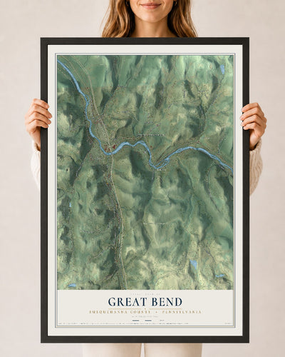 Map of Great Bend, Susquehanna County, Pennsylvania, 24 x 36 inch print in a black wood frame