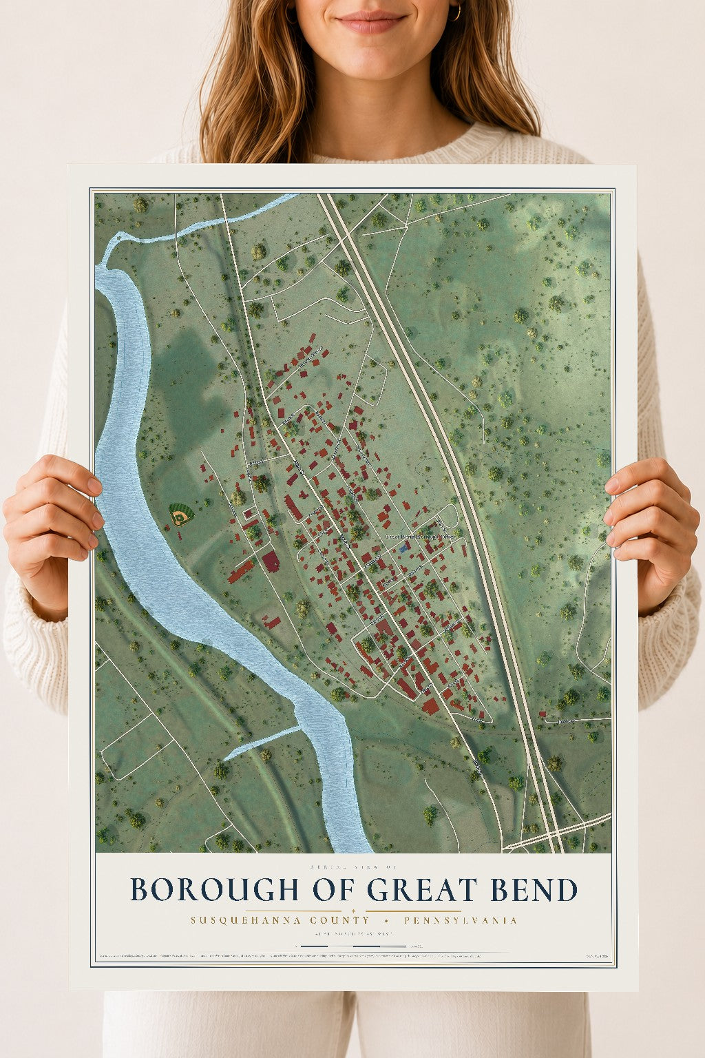 Map of the Borough of Great Bend, Susquehanna County, Pennsylvania, 18 x 24 inch unframed archival matte print