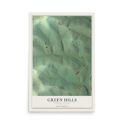 Map of Green Hills, Pennsylvania, 12 x 18 inch unframed archival matte print