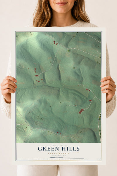 Map of Green Hills, Pennsylvania, 18 x 24 inch unframed archival matte print