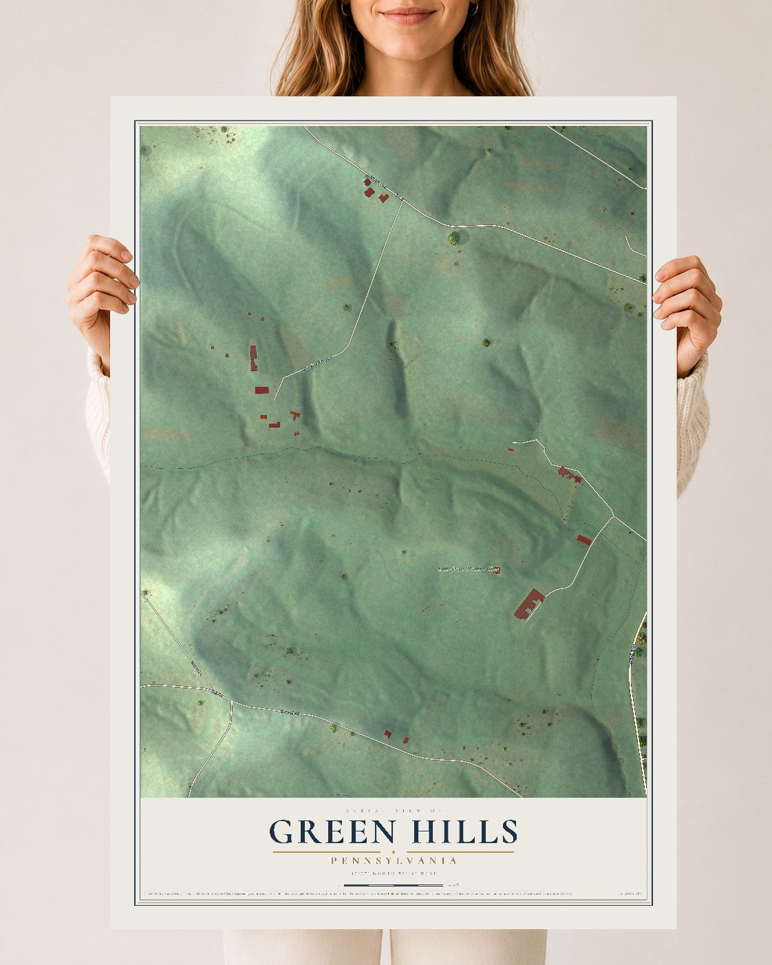 Map of Green Hills, Pennsylvania, 24 x 36 inch unframed archival matte print