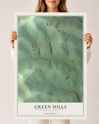 Map of Green Hills, Pennsylvania, 24 x 36 inch unframed archival matte print