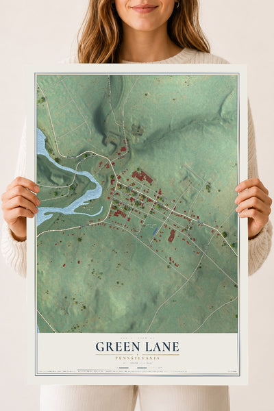 Map of Green Lane, Pennsylvania, 18 x 24 inch unframed archival matte print