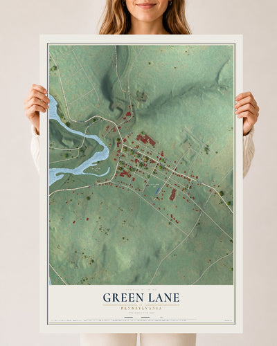 Map of Green Lane, Pennsylvania, 24 x 36 inch unframed archival matte print