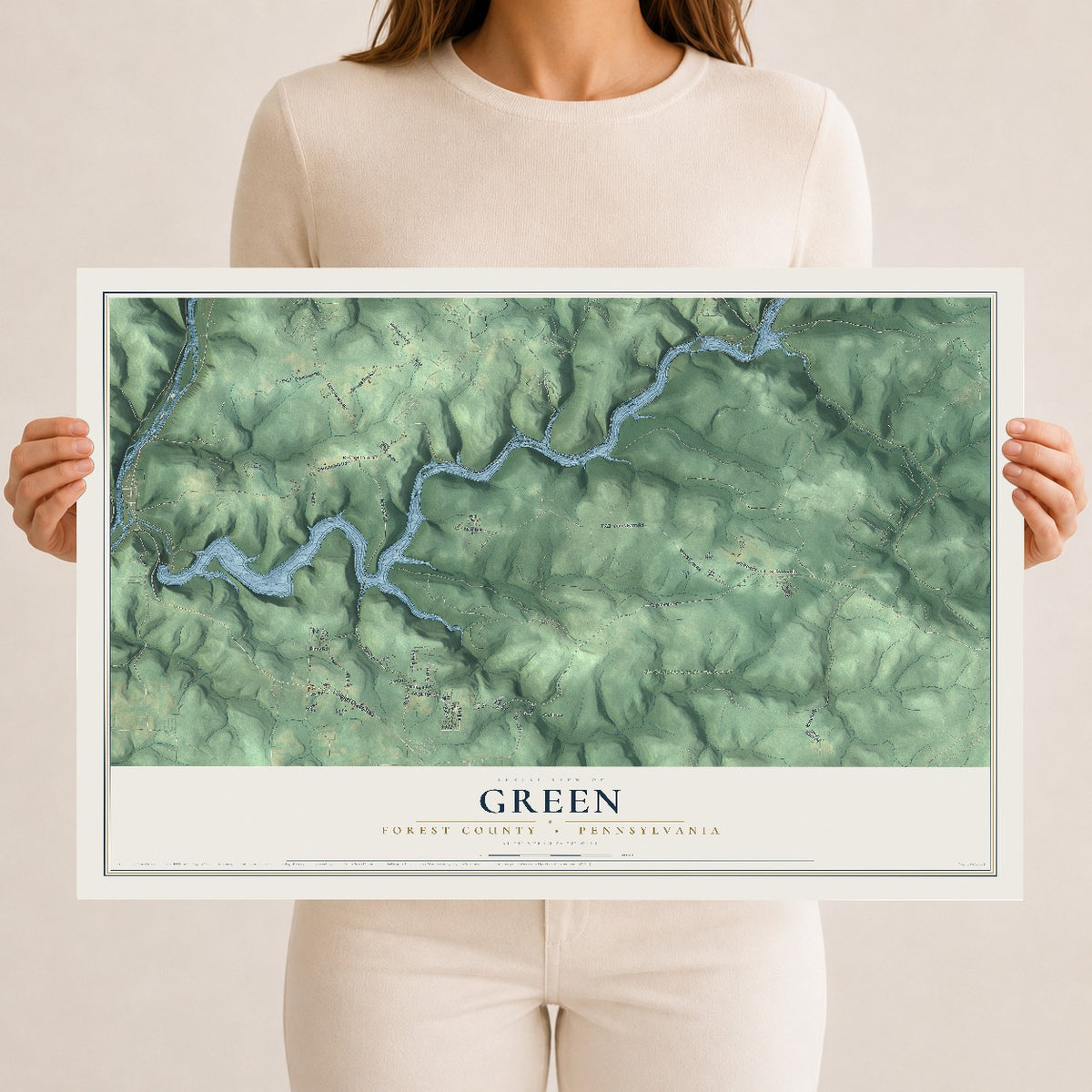 Map of Green, Forest County, Pennsylvania, 12 x 18 inch unframed archival matte print