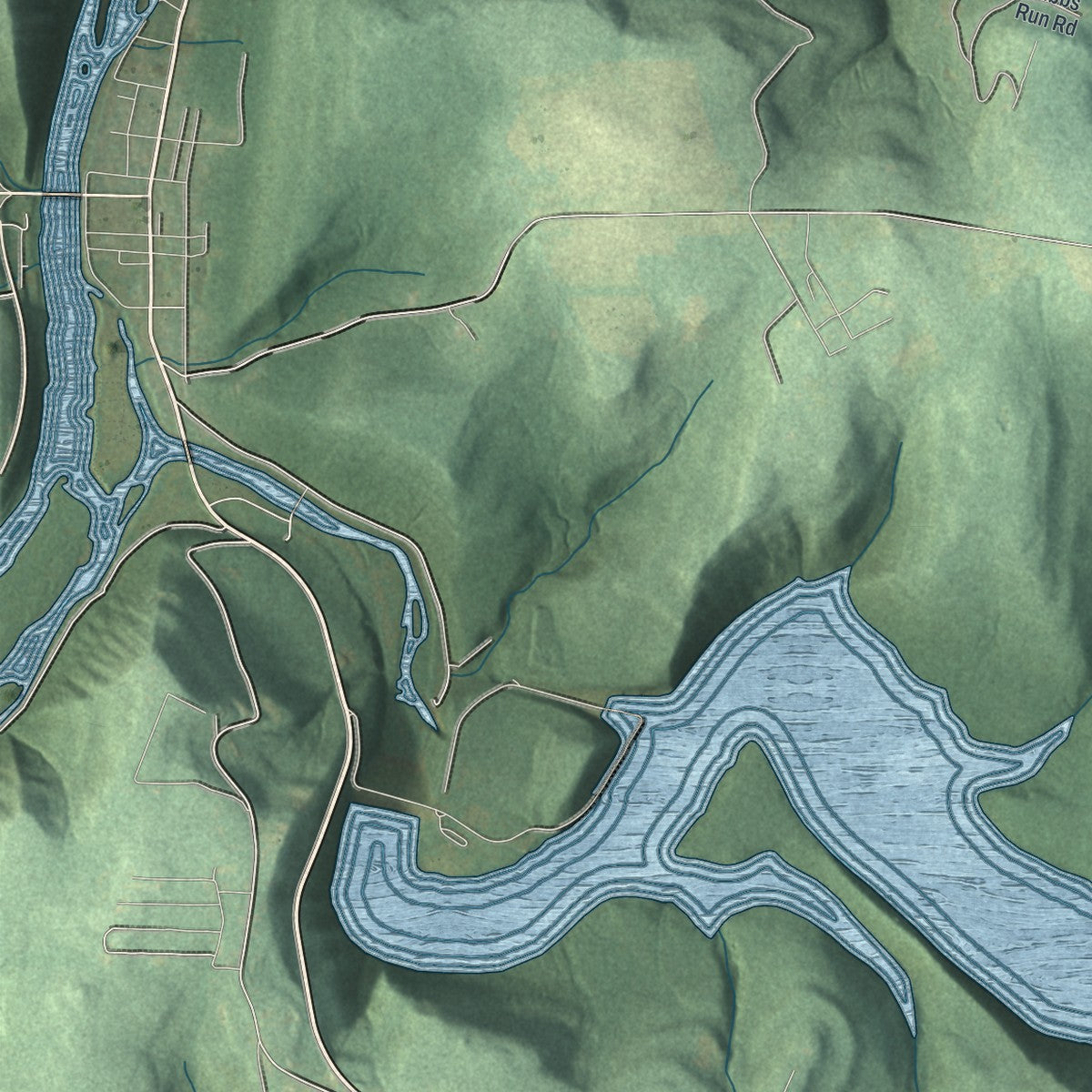 Close-up of the map of Green, Forest County, Pennsylvania print showing street and building detail