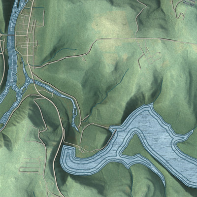 Close-up of the map of Green, Forest County, Pennsylvania print showing street and building detail