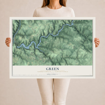 Map of Green, Forest County, Pennsylvania, 24 x 36 inch unframed archival matte print