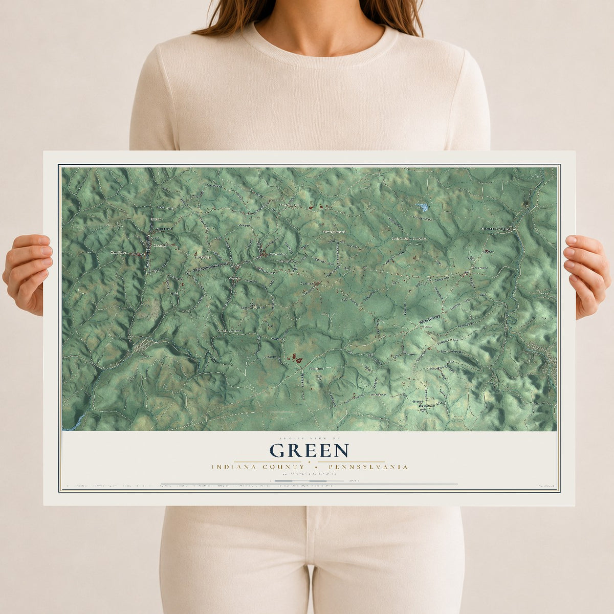 Map of Green, Indiana County, Pennsylvania, 12 x 18 inch unframed archival matte print