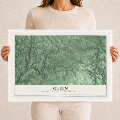 Map of Green, Indiana County, Pennsylvania, 12 x 18 inch print in a white wood frame