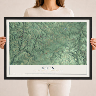 Map of Green, Indiana County, Pennsylvania, 18 x 24 inch print in a black wood frame