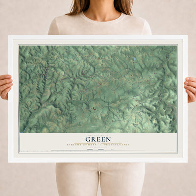 Map of Green, Indiana County, Pennsylvania, 18 x 24 inch print in a white wood frame