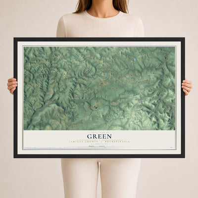 Map of Green, Indiana County, Pennsylvania, 24 x 36 inch print in a black wood frame