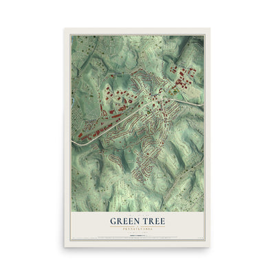 Map of Green Tree, Pennsylvania, 12 x 18 inch unframed archival matte print