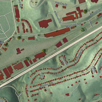 Second close-up of the map of Green Tree, Pennsylvania print showing more streets and buildings