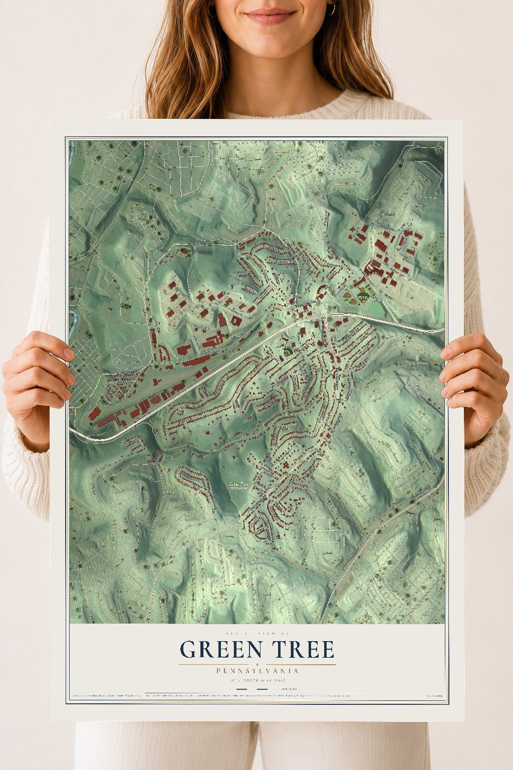 Map of Green Tree, Pennsylvania, 18 x 24 inch unframed archival matte print