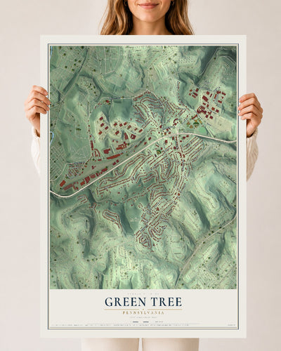 Map of Green Tree, Pennsylvania, 24 x 36 inch unframed archival matte print